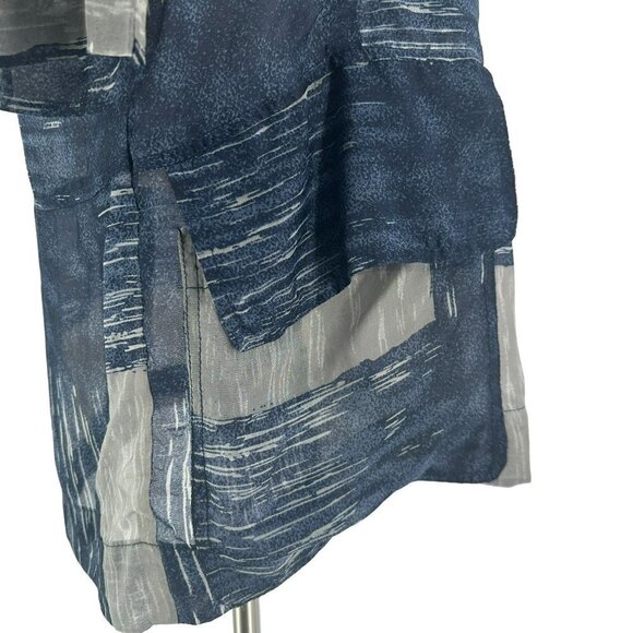 Lee Mathews Silk Oversized Check Blue Gray Sheer Button Jacket Womens 4-6 - Picture 4 of 10